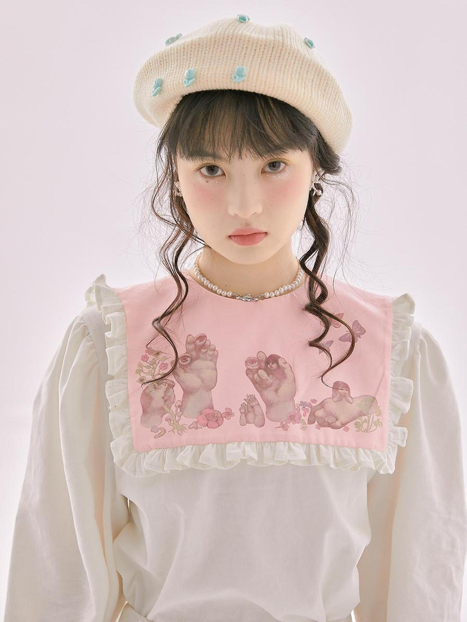 Daytoday Anatomical Girl Print Bubble Sleeve Shirt