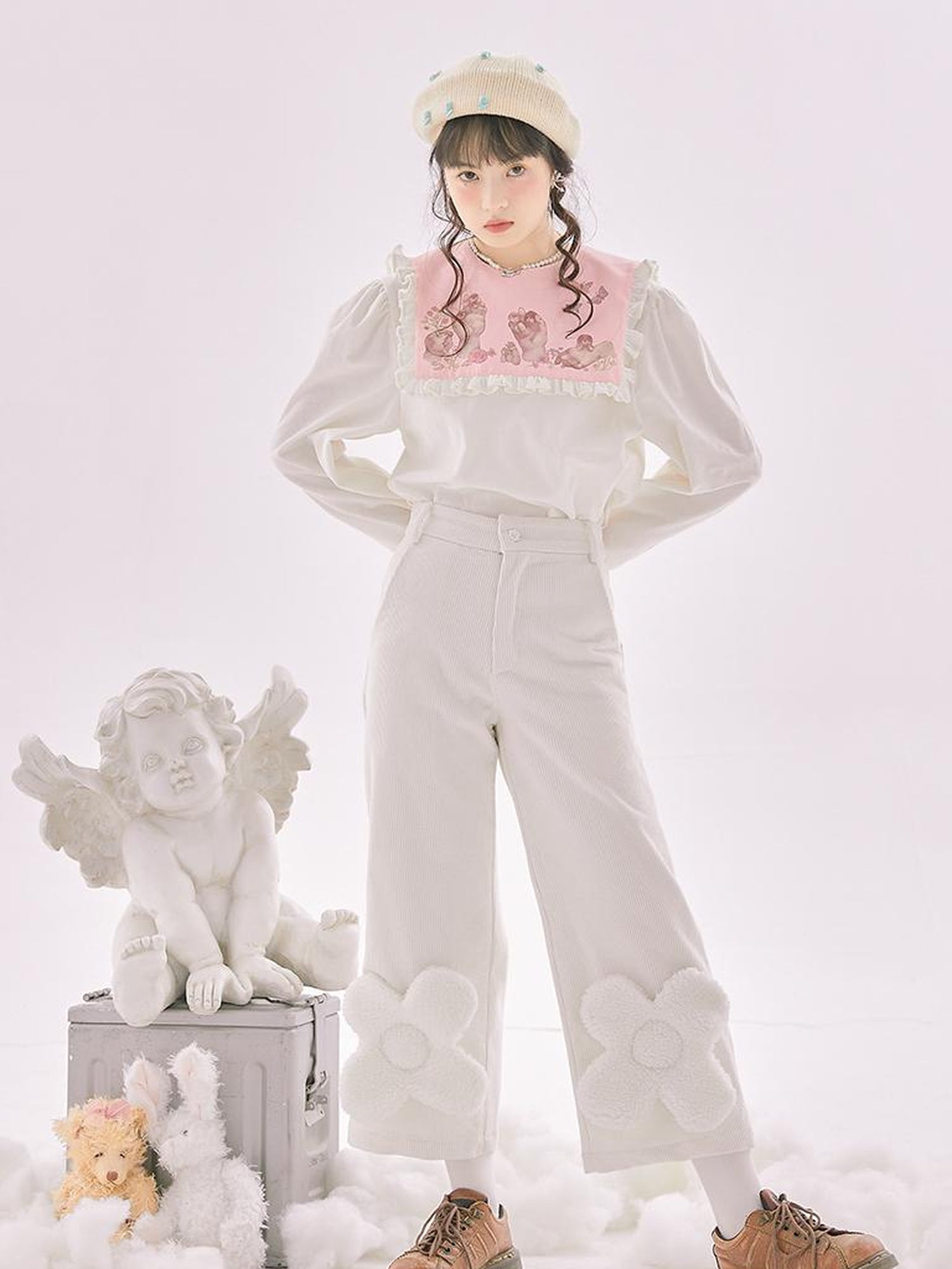 Daytoday Anatomical Girl Print Bubble Sleeve Shirt