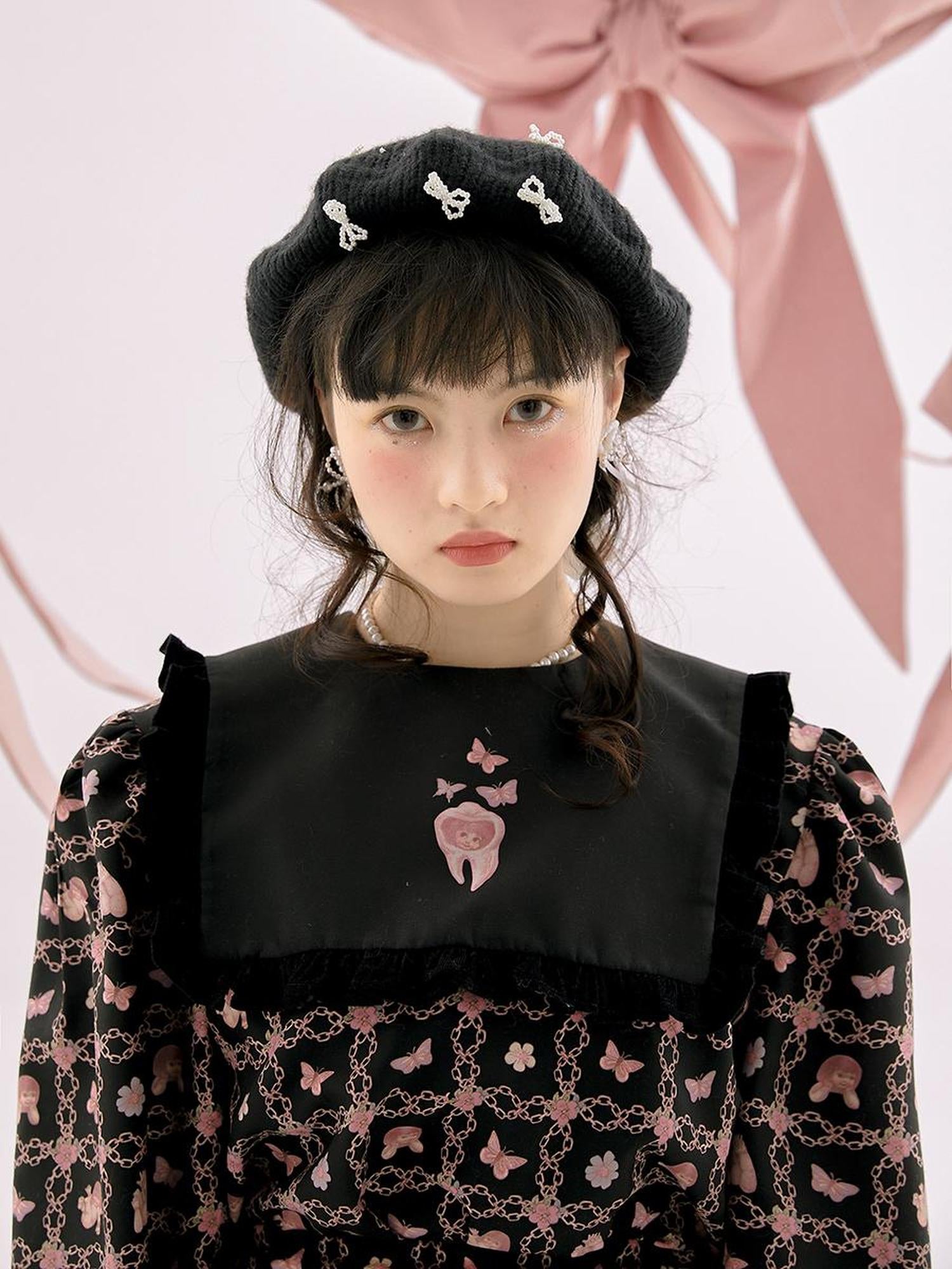 Daytoday Anatomical Girl Print Bubble Sleeve Shirt