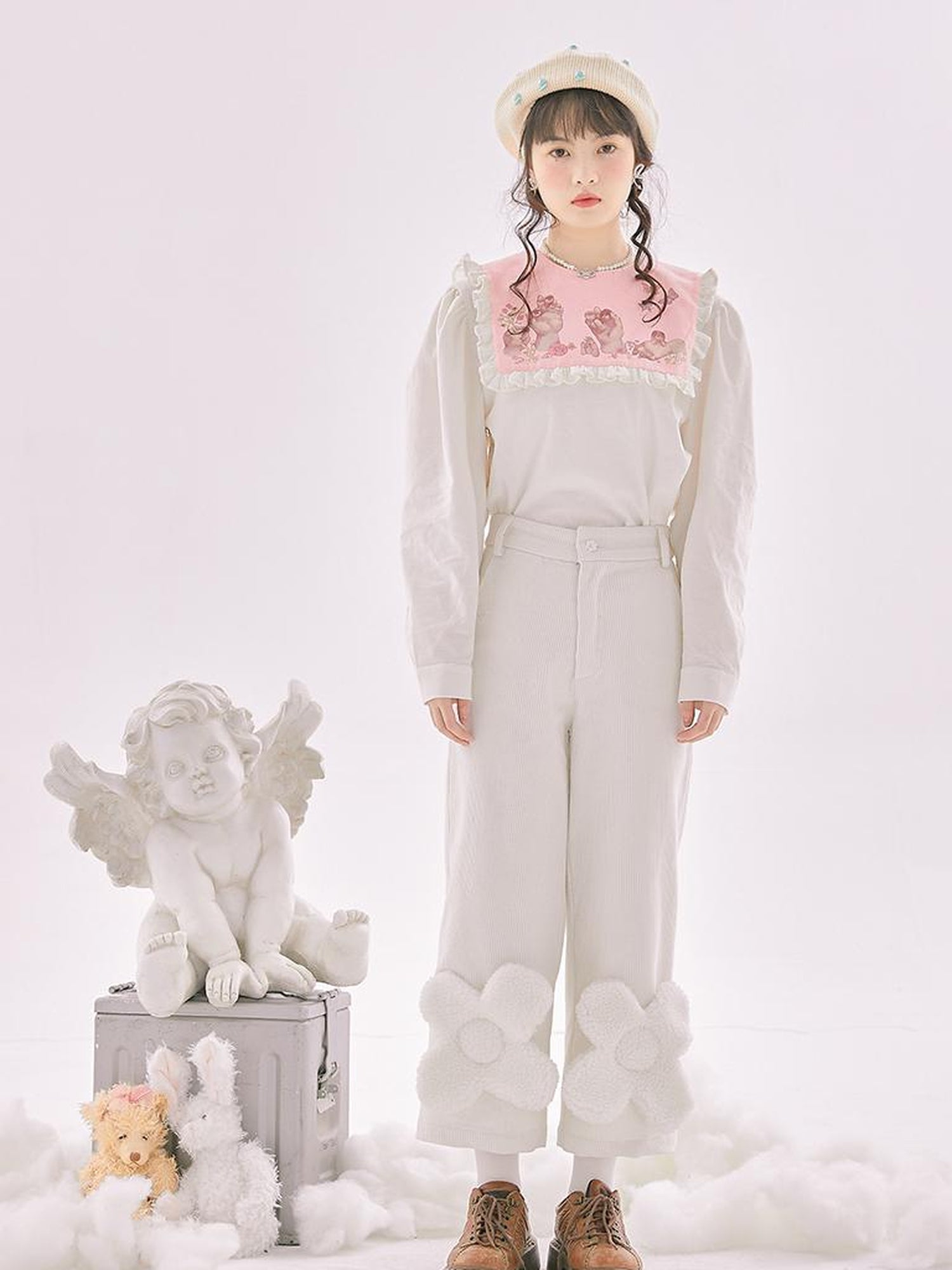 Daytoday Anatomical Girl Print Bubble Sleeve Shirt