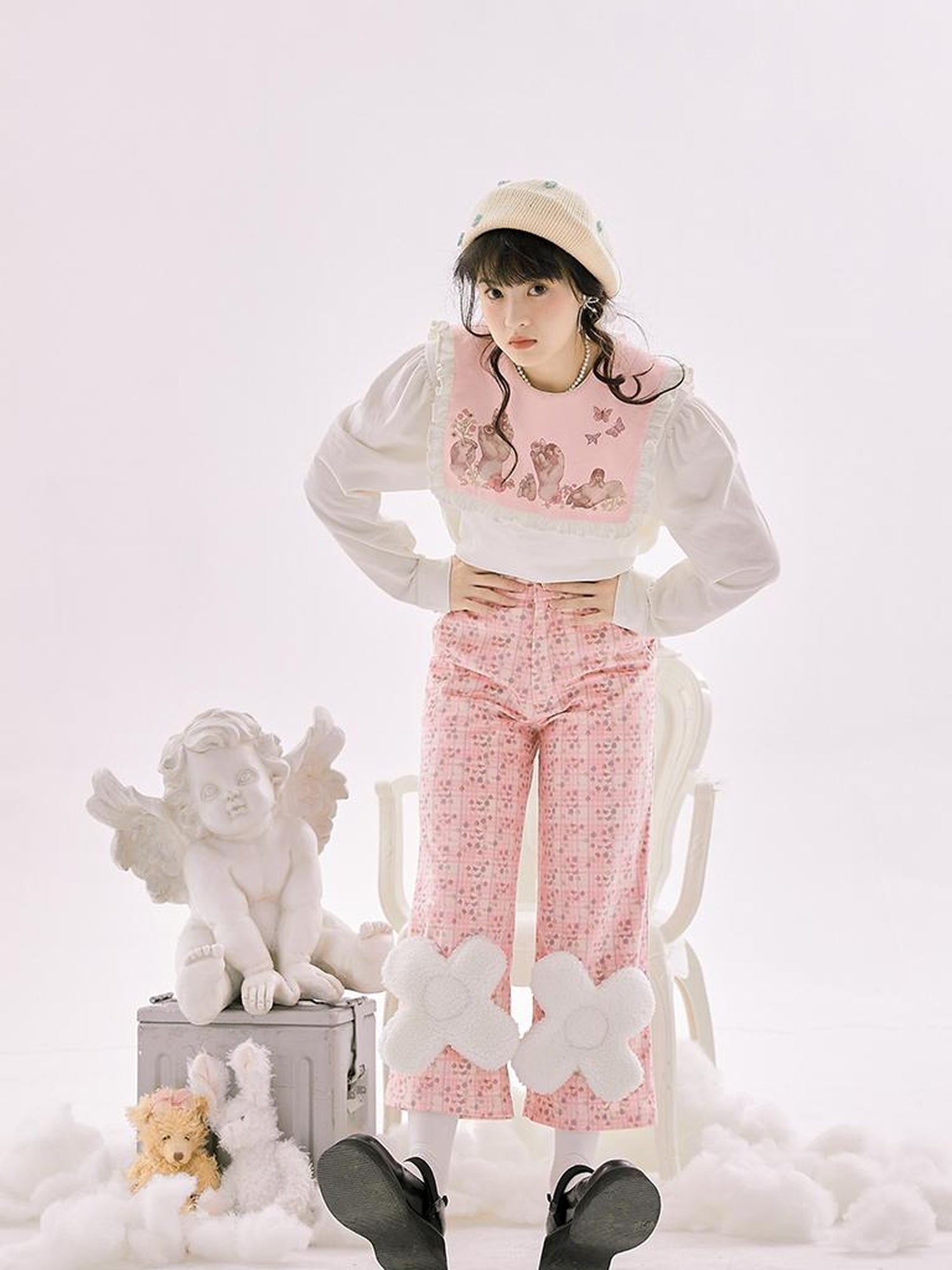 Daytoday Anatomical Girl Print Bubble Sleeve Shirt