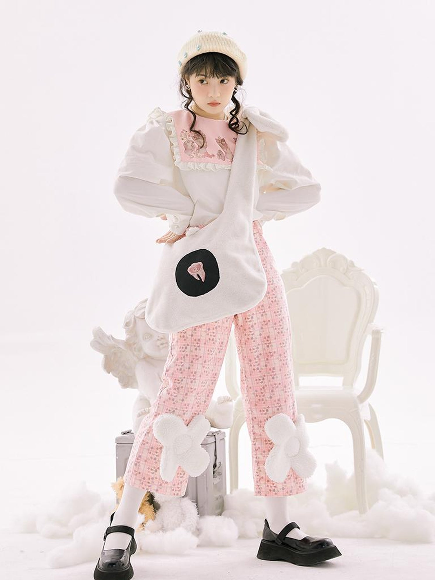 Daytoday Anatomical Girl Print Bubble Sleeve Shirt