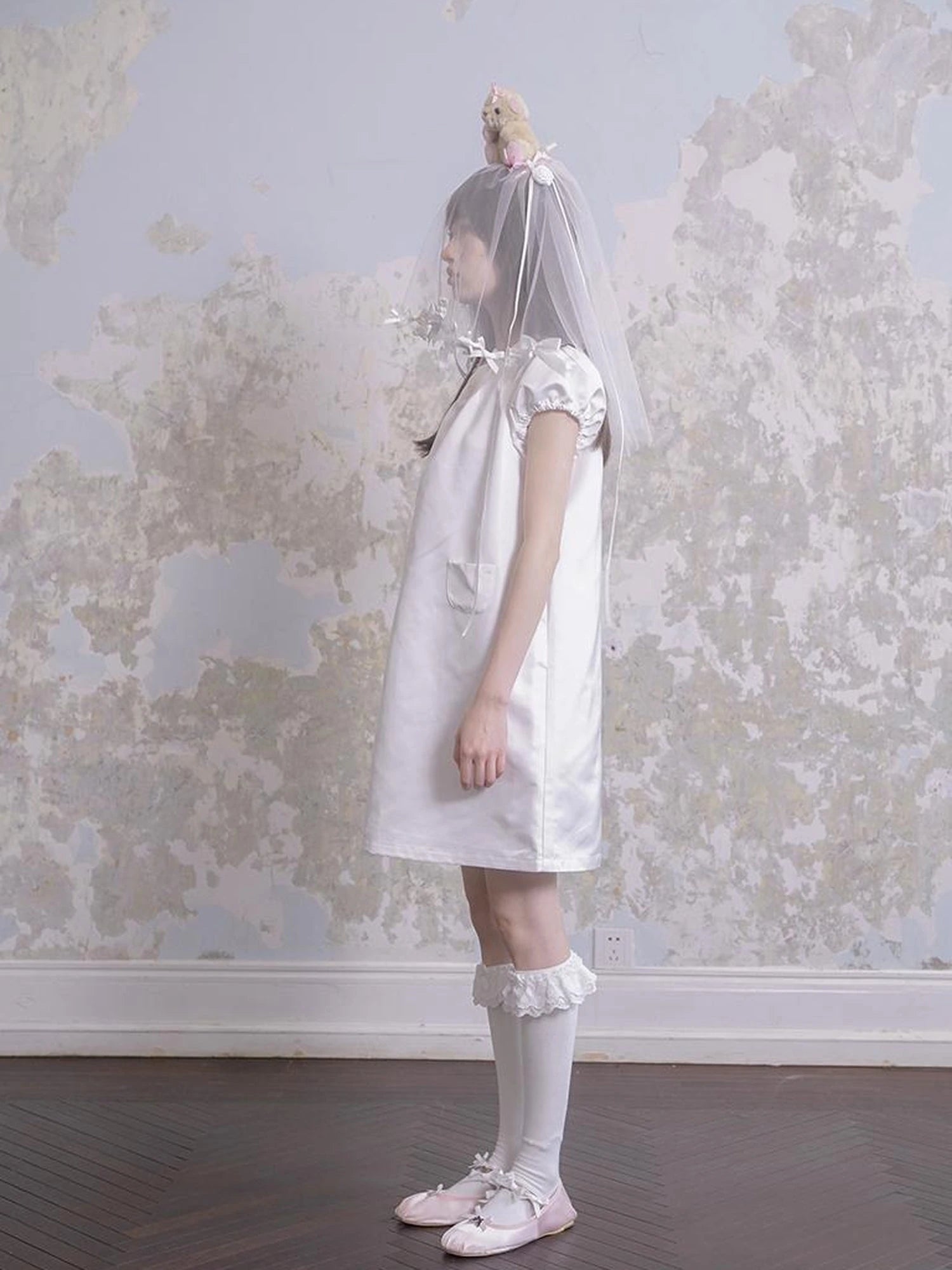 Angel Heart Bunny Print A-Line Short Sleeve Dress