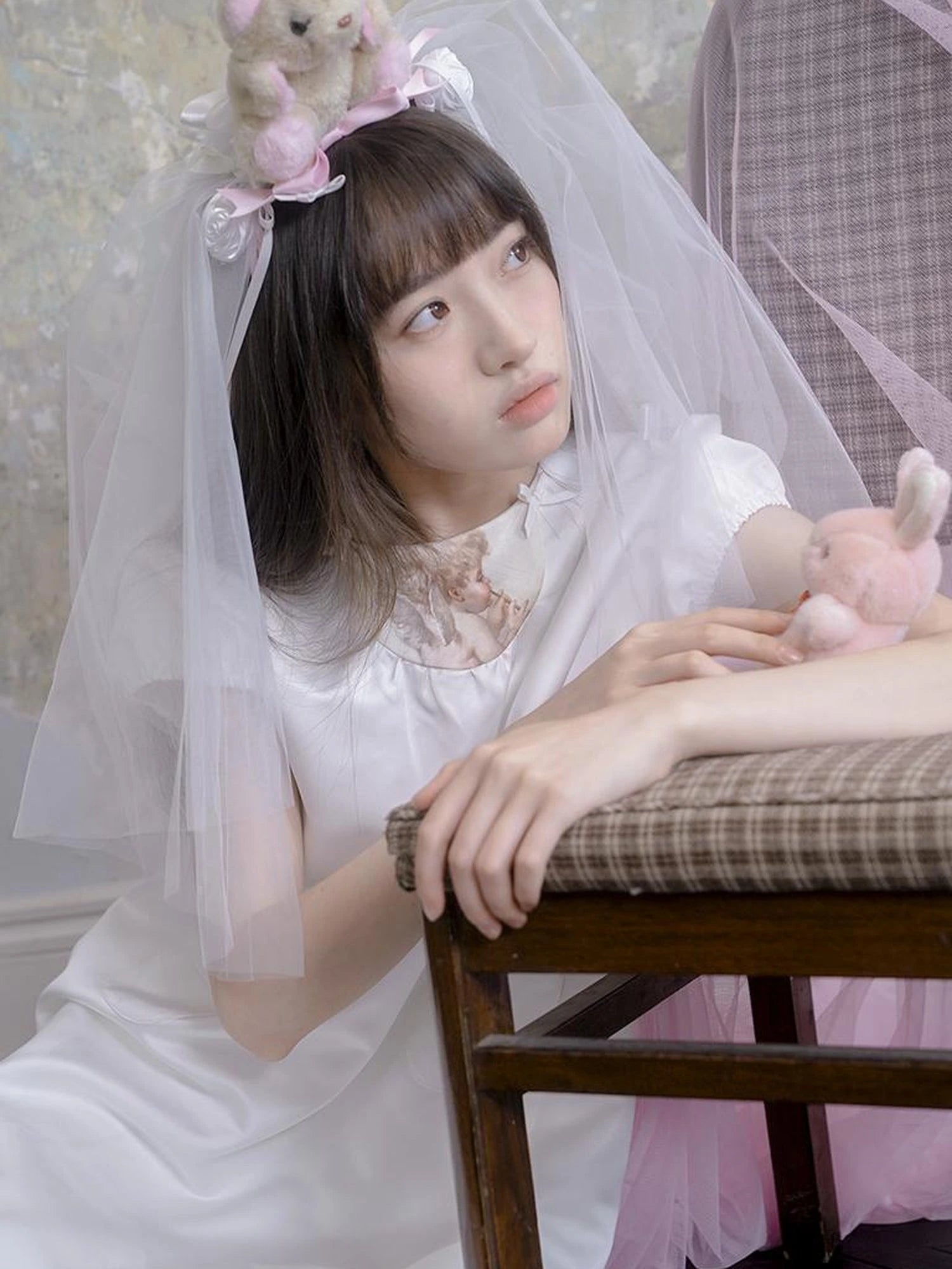 Angel Heart Bunny Print A-Line Short Sleeve Dress