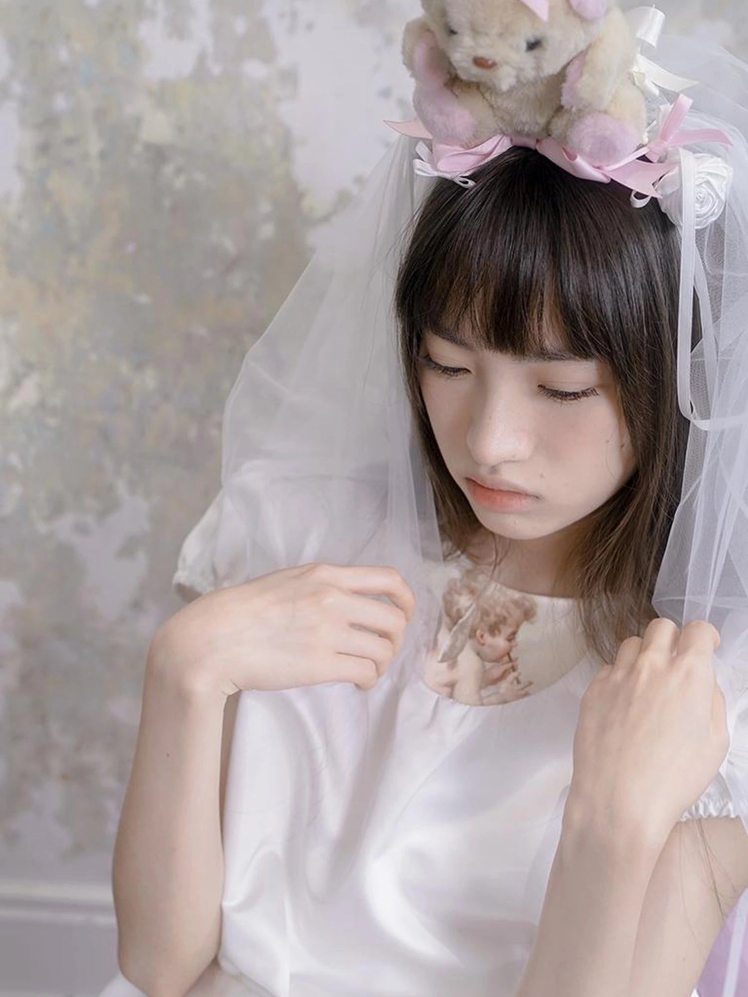 Angel Heart Bunny Print A-Line Short Sleeve Dress