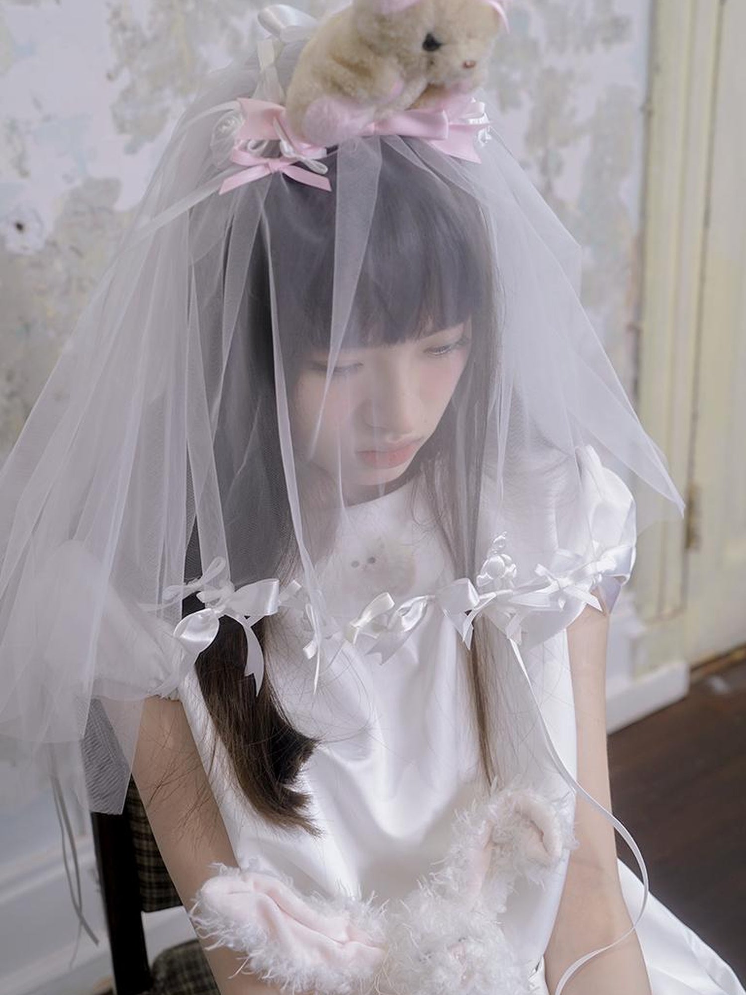 Daytoday Angel Heart Bunny Print A-Line Short Sleeve Dress