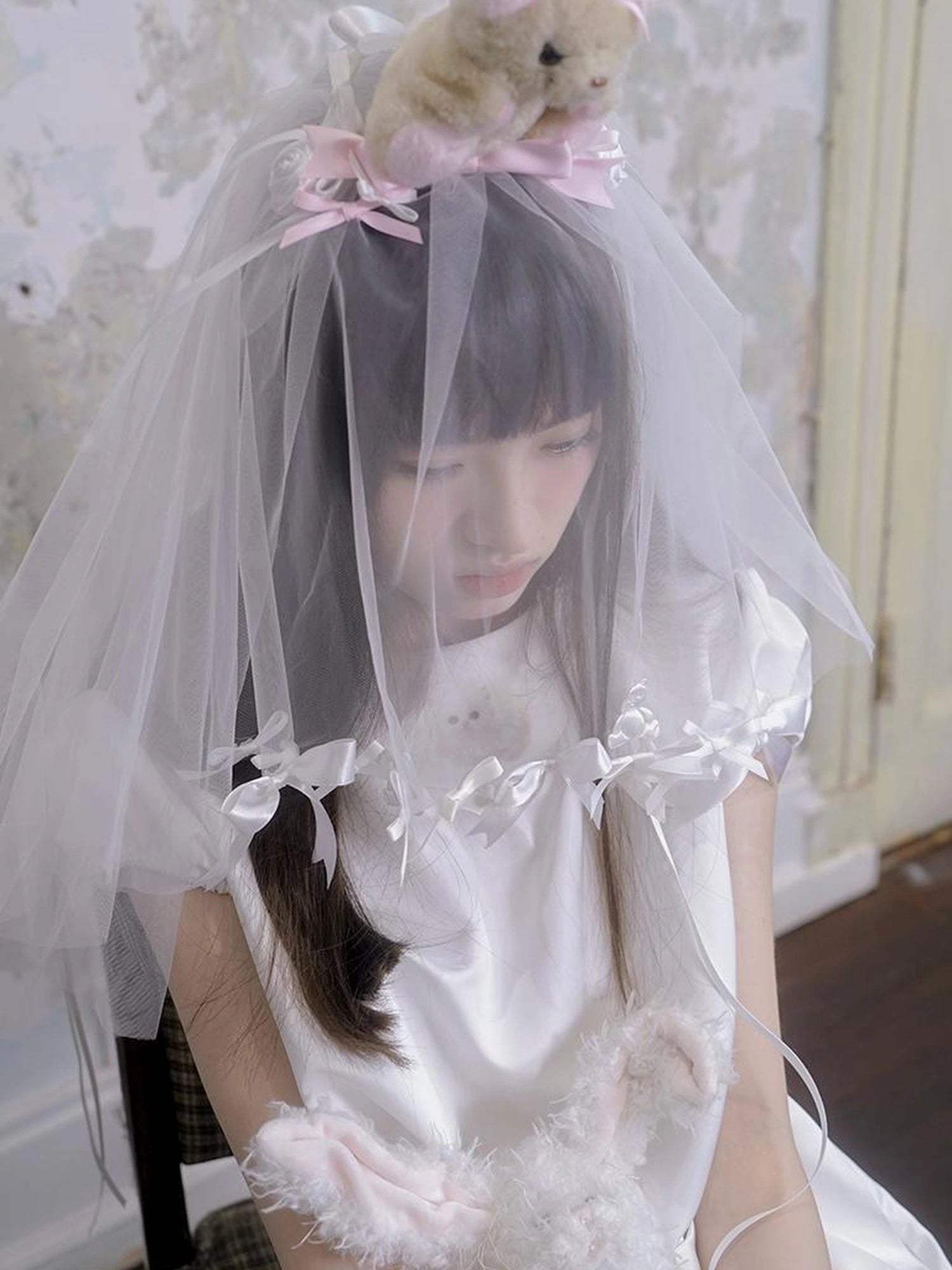 Angel Heart Bunny Print A-Line Short Sleeve Dress