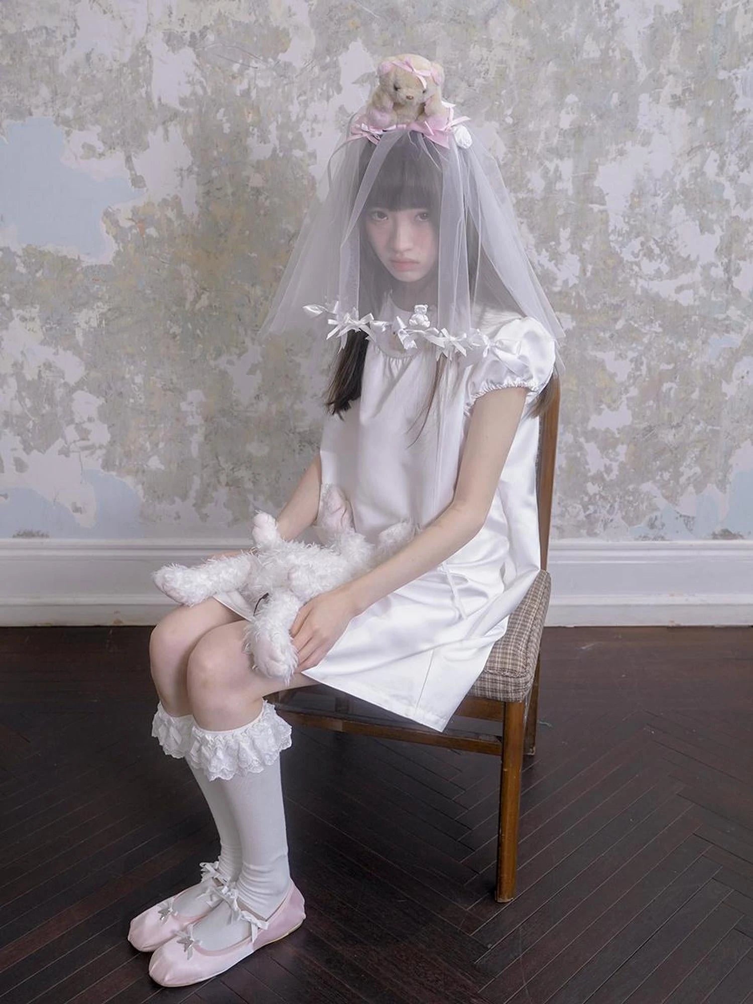 Angel Heart Bunny Print A-Line Short Sleeve Dress