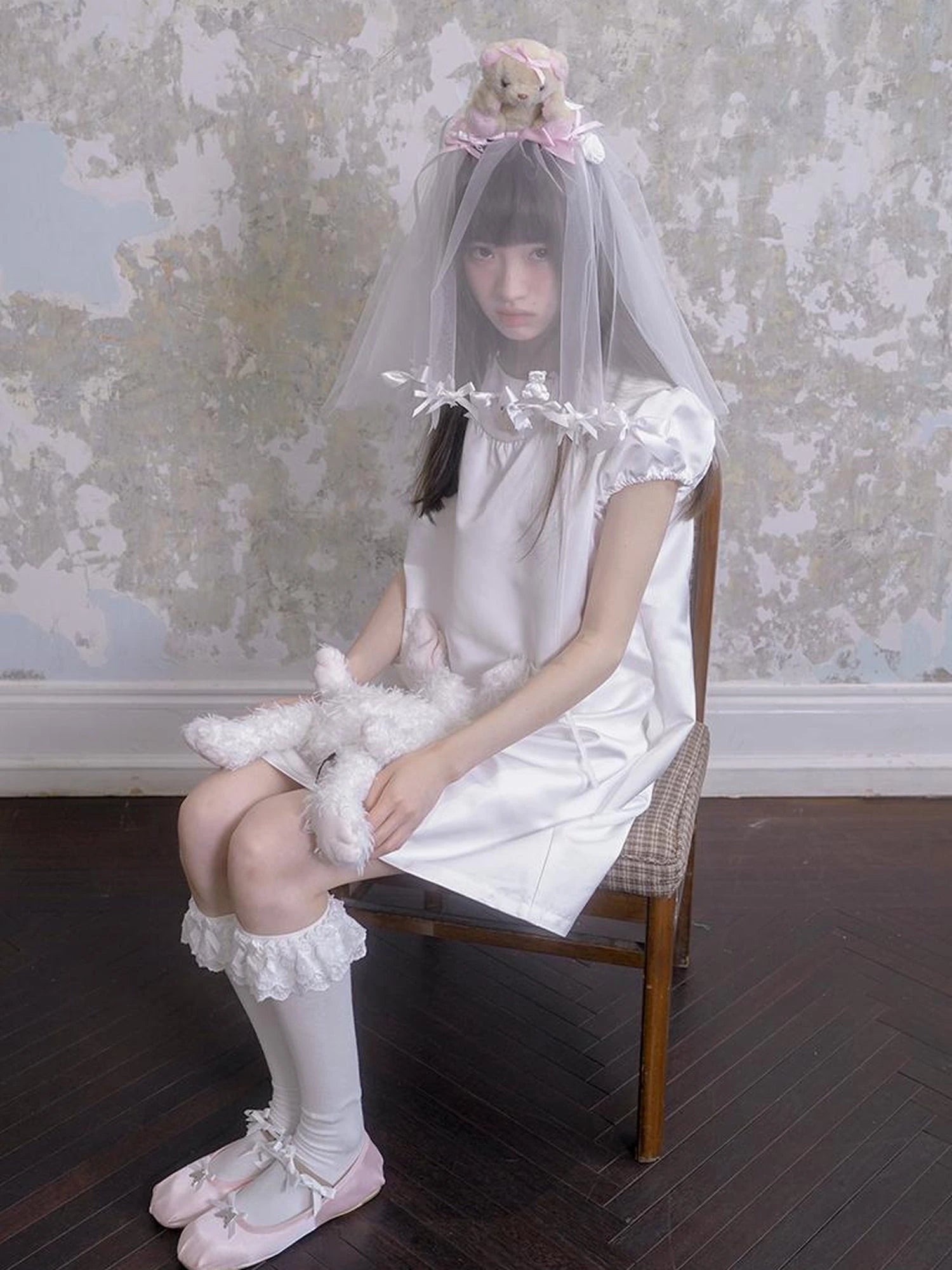 Angel Heart Bunny Print A-Line Short Sleeve Dress