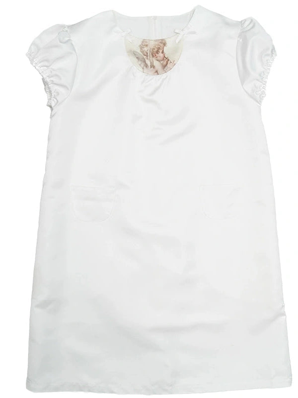 Angel Heart Bunny Print A-Line Short Sleeve Dress