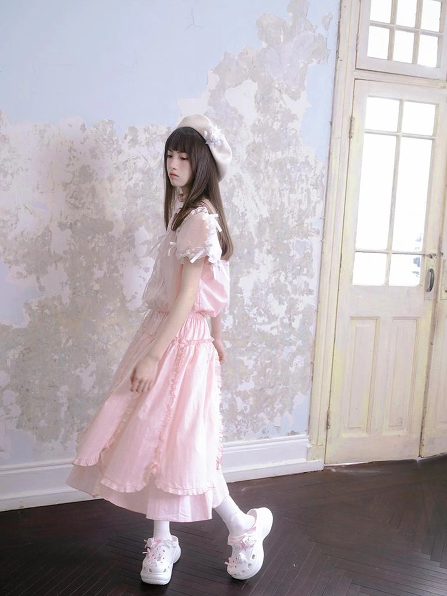 Angel Heart Petal 3D Jacquard Maxi Skirt