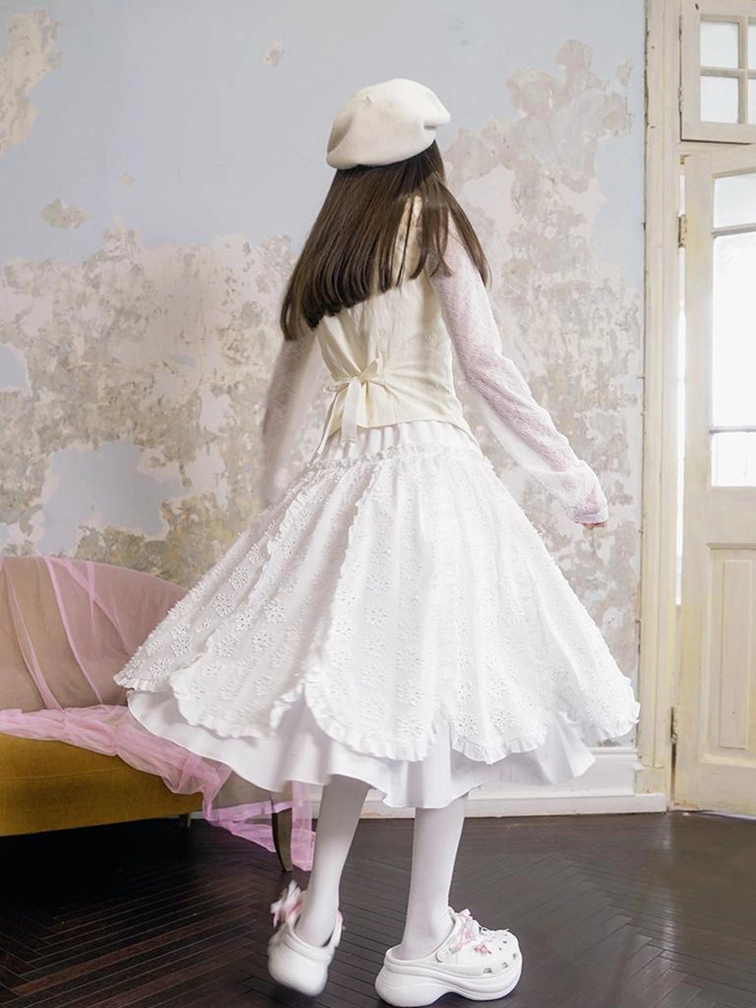 Angel Heart Petal 3D Jacquard Maxi Skirt