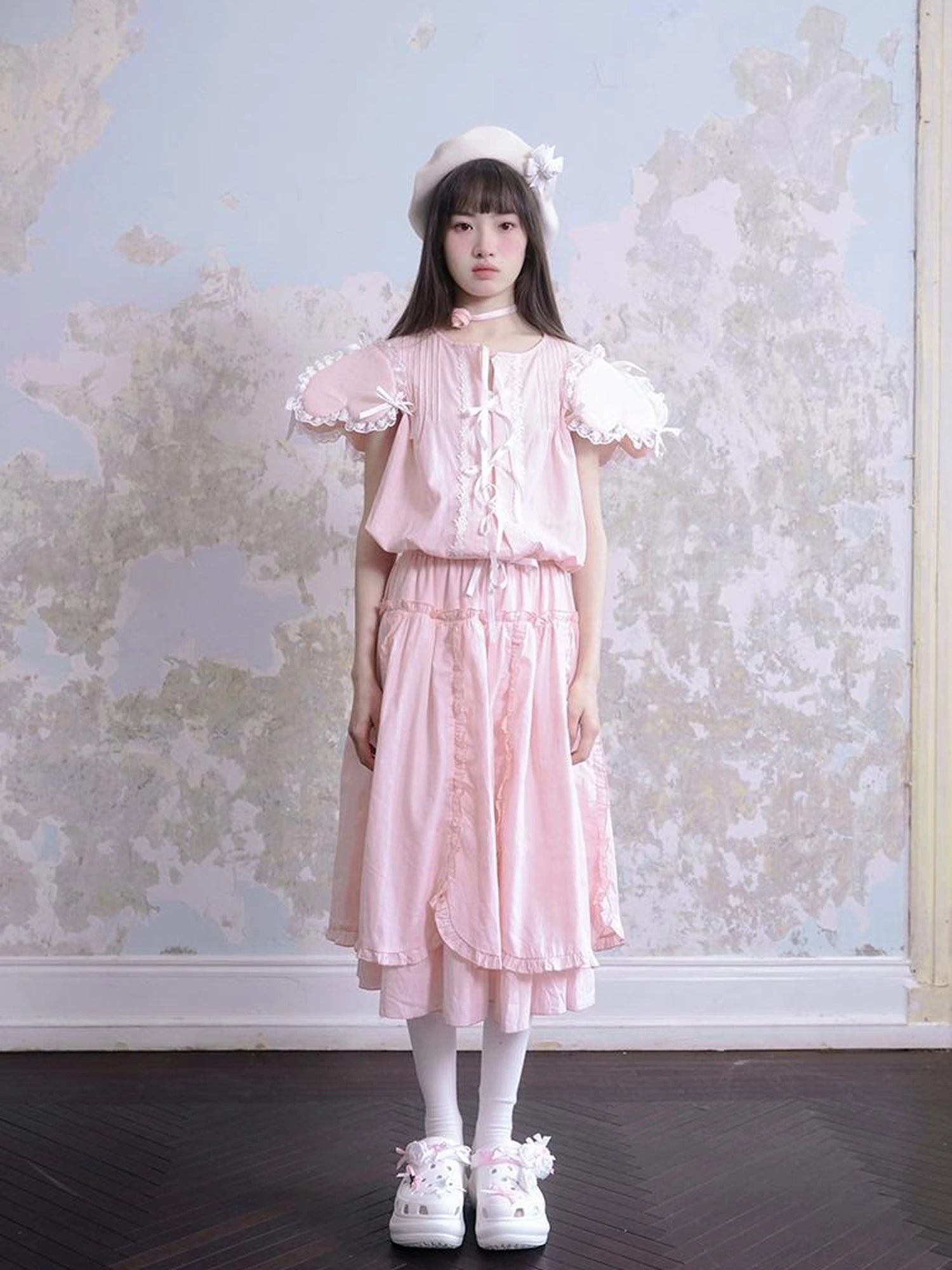 Angel Heart Petal 3D Jacquard Maxi Skirt