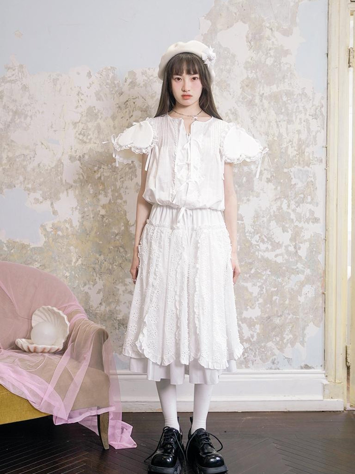 Daytoday Angel Heart Petal 3D Jacquard Maxi Skirt