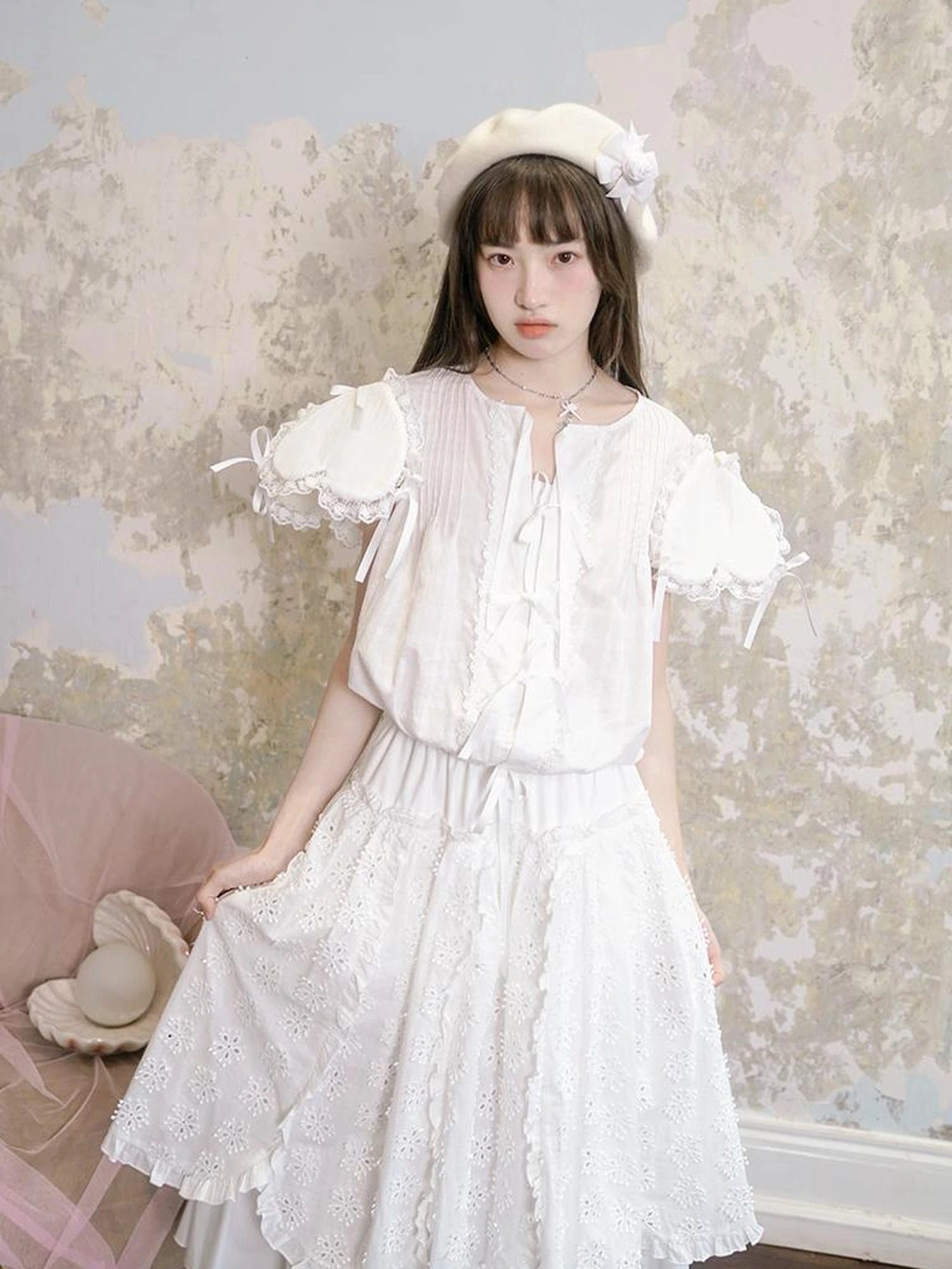 Angel Heart Petal 3D Jacquard Maxi Skirt