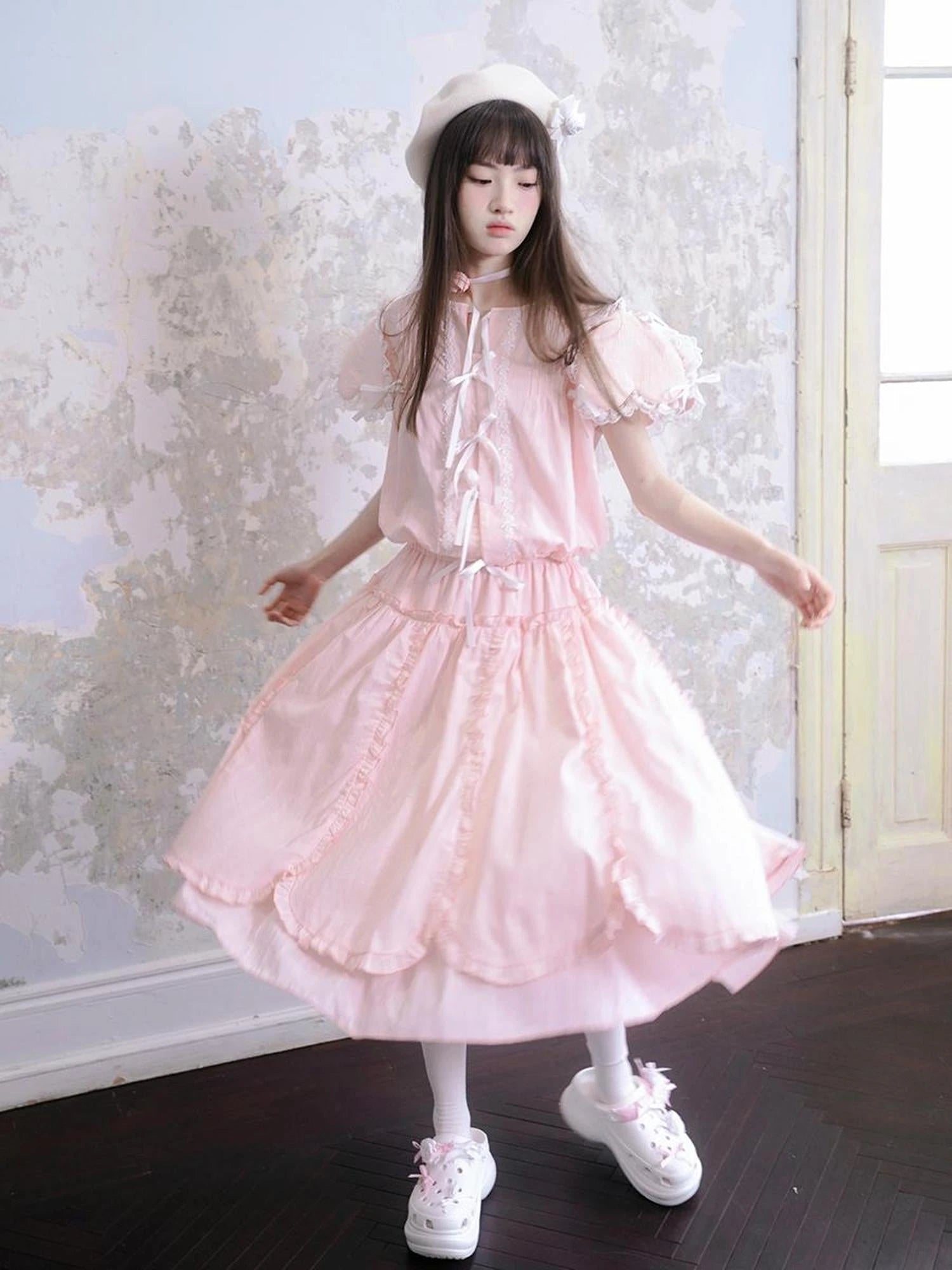 Angel Heart Petal 3D Jacquard Maxi Skirt