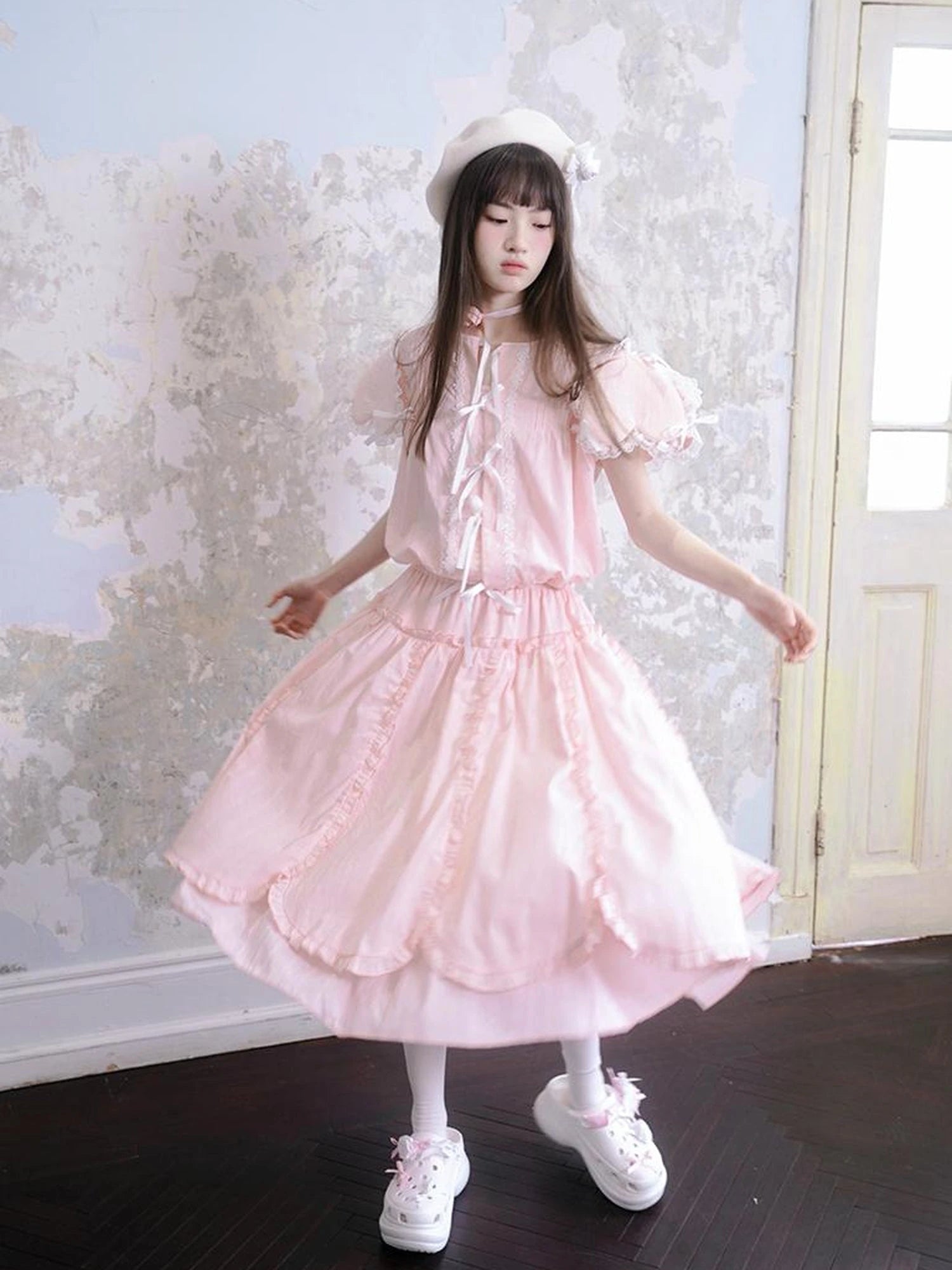 Angel Heart Petal 3D Jacquard Maxi Skirt