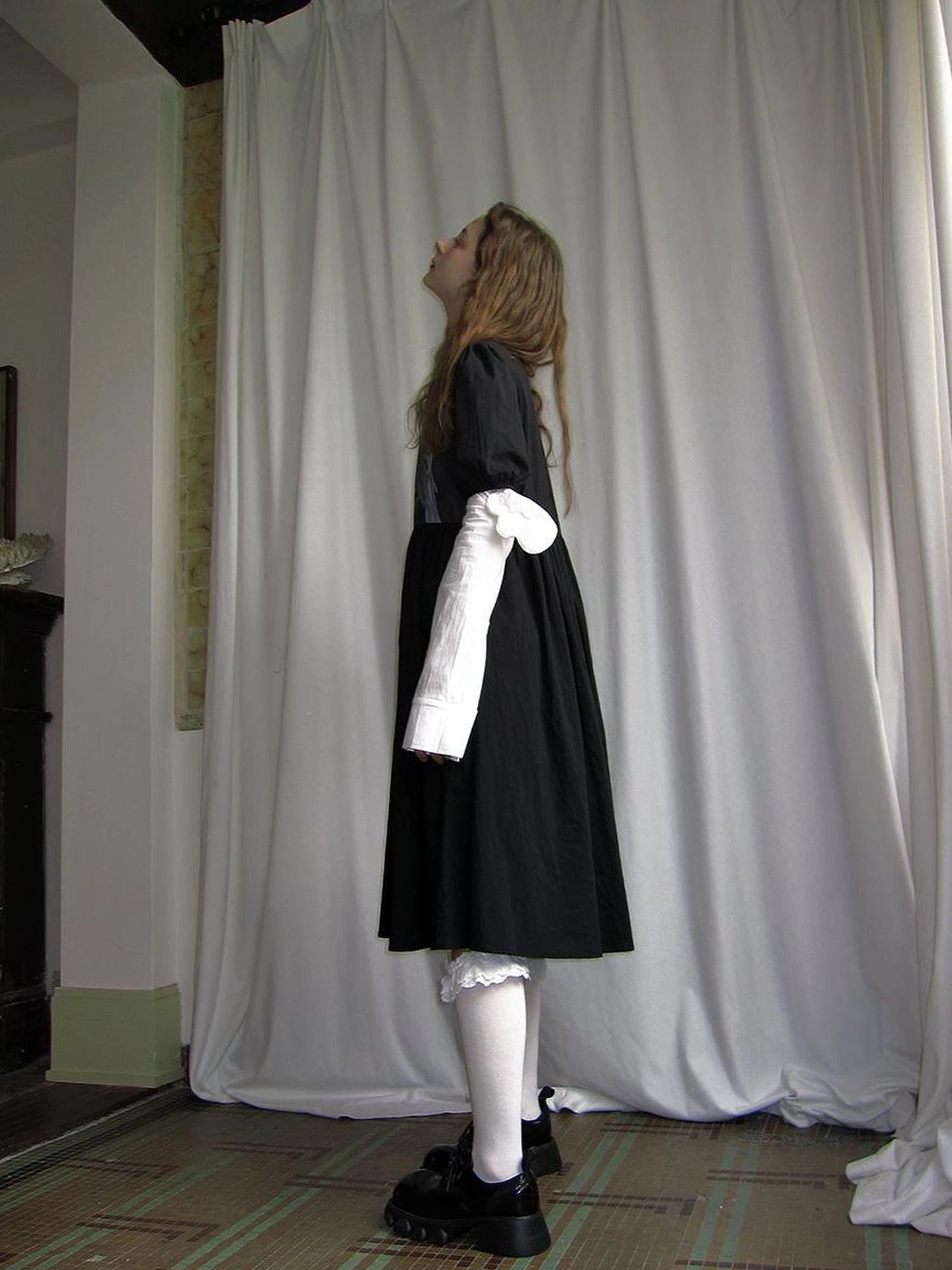 Angel S Tears Tempera Print T Shirt Dress V Neck Long Sleeve