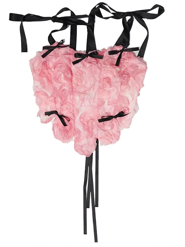 Angel Tear Rose Jacquard Bow Tie Vest