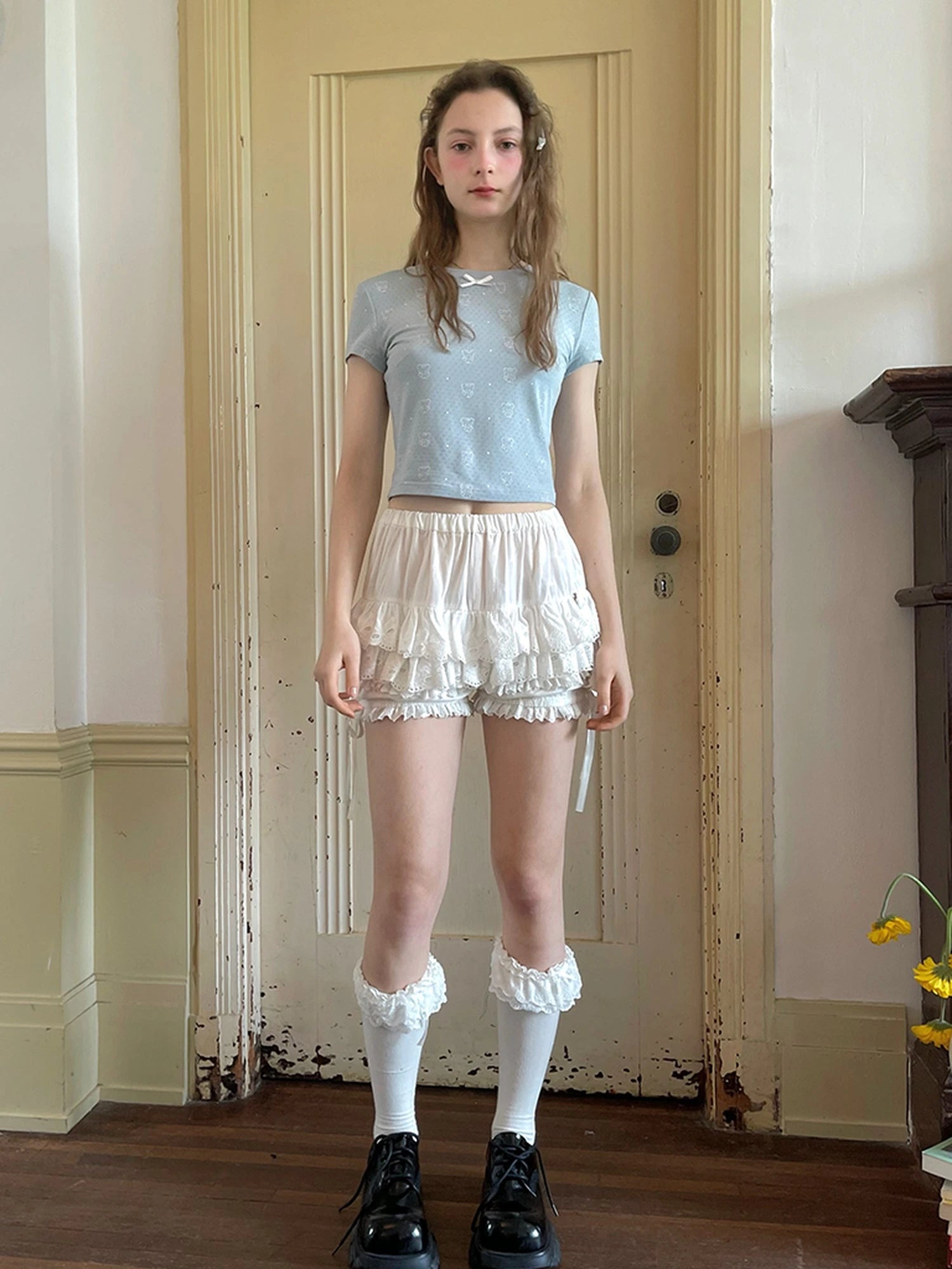 Angel Tears Bear Print Dot T-shirt