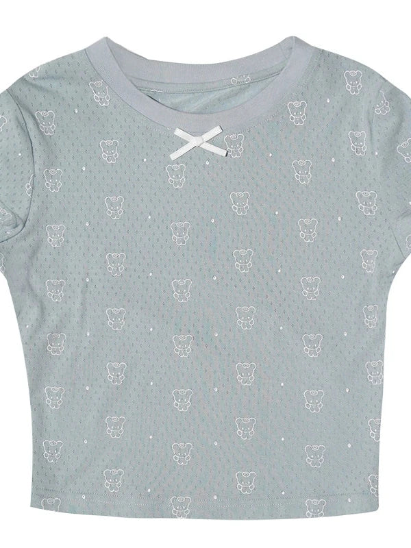 Angel Tears Bear Print Dot T-shirt
