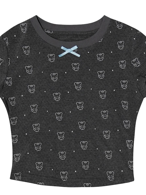 Angel Tears Bear Print Dot T-shirt