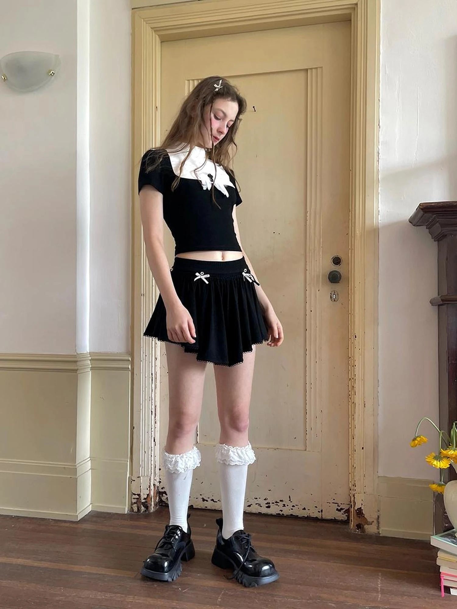 Angel Tears Feather Cross Dark Graphic Cotton T-Shirt