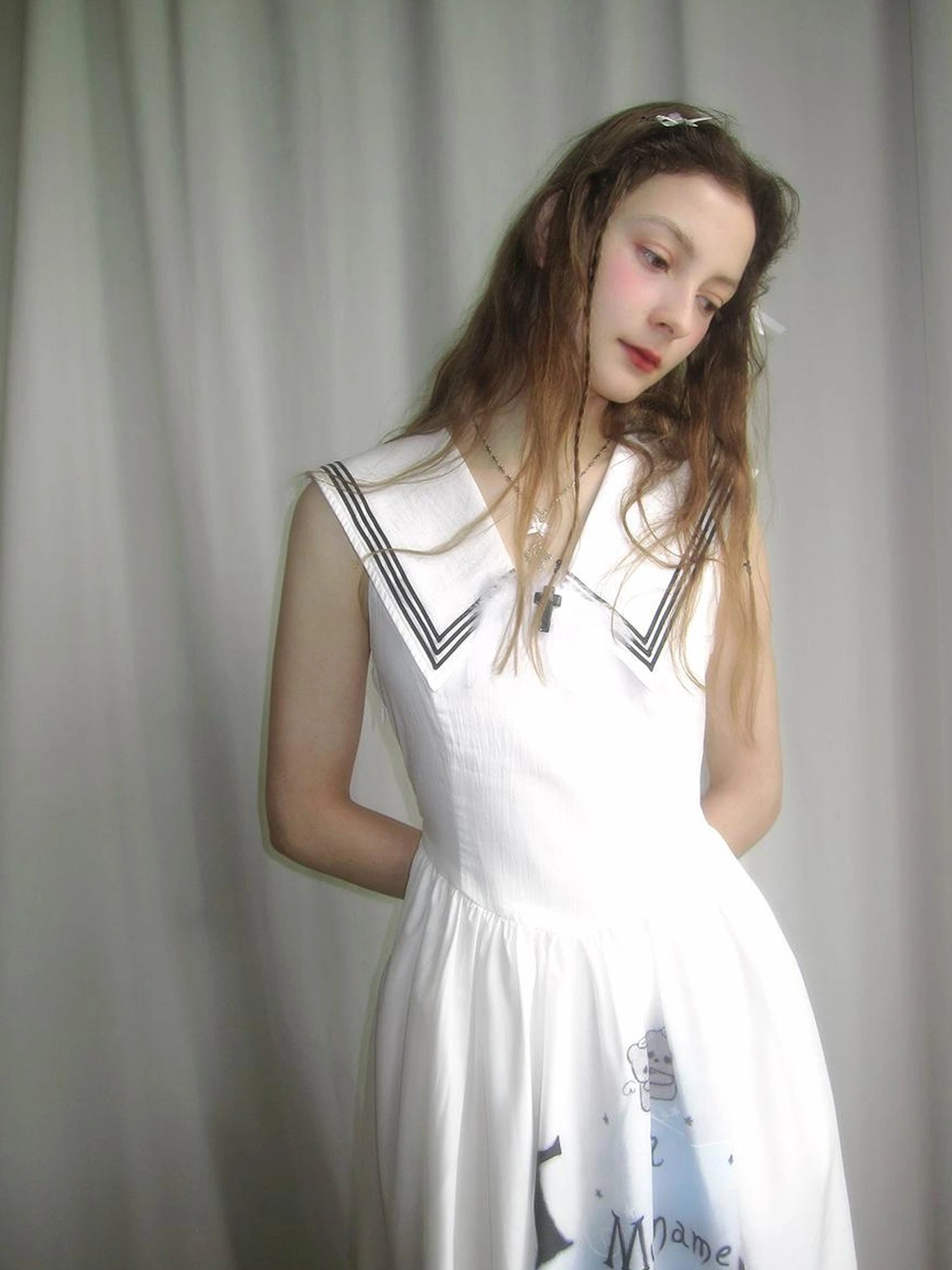 Angel Tears Feather Cross Sleeveless V Neck Dress