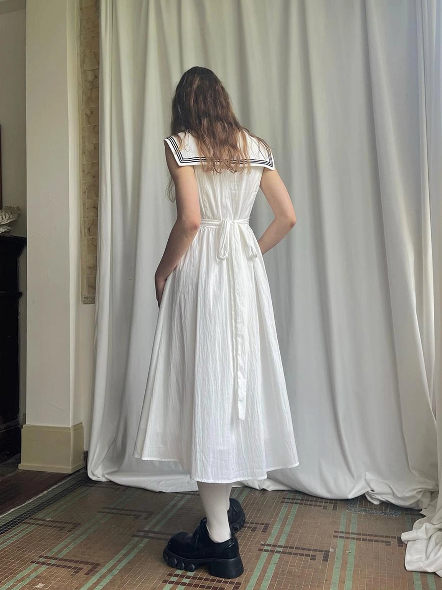 Angel Tears Feather Cross Sleeveless V Neck Dress