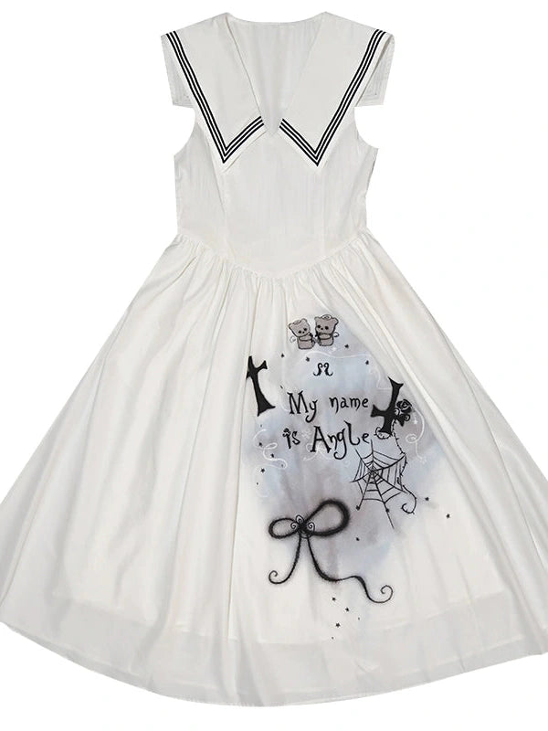 Angel Tears Feather Cross Sleeveless V Neck Dress