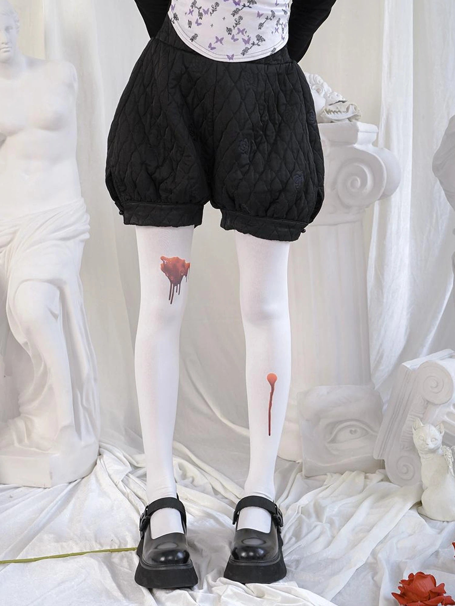 Bloodstained Butterfly Velvet Pantyhose