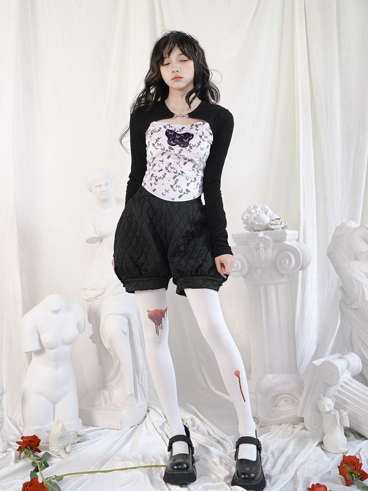 Daytoday Bloodstained Butterfly Velvet Pantyhose