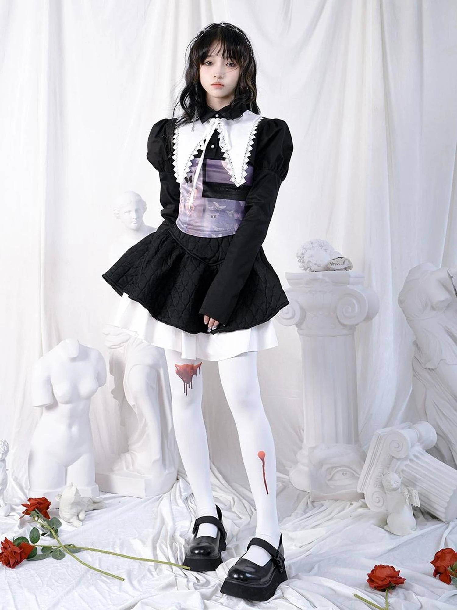 Bloodstained Butterfly Velvet Pantyhose