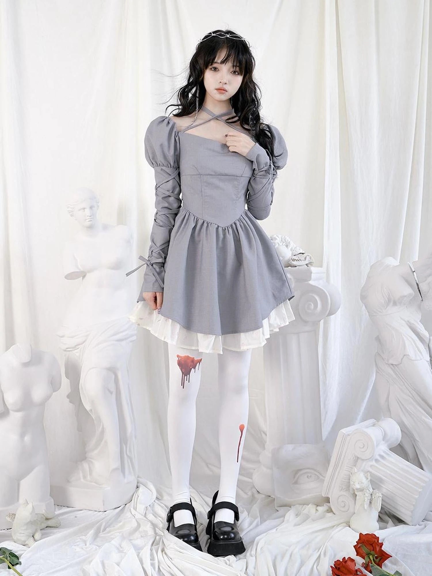 Bloodstained Butterfly Velvet Pantyhose