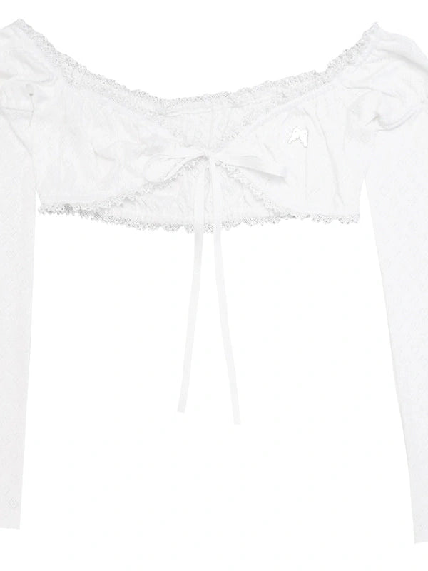 Butterfly Bow Cutout Lace Up Lightweight Knit Top