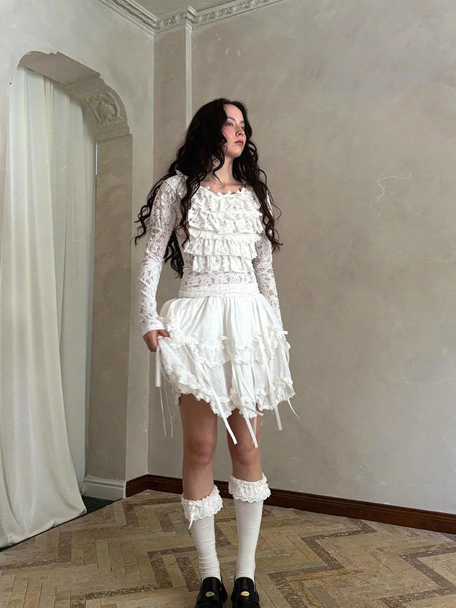 Butterfly Bow Double Layer Plaid Mini Skirt