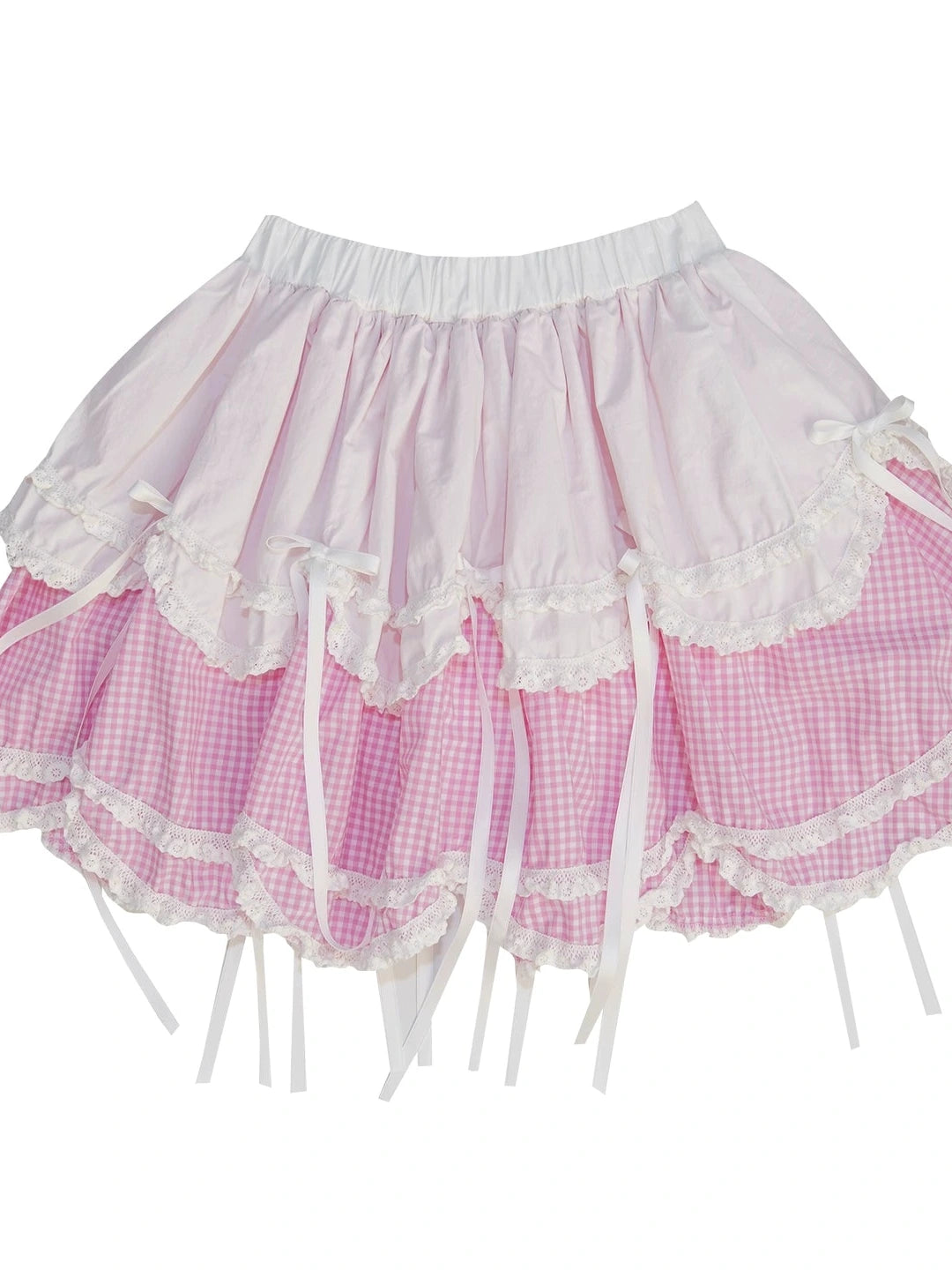 Butterfly Bow Double Layer Plaid Mini Skirt