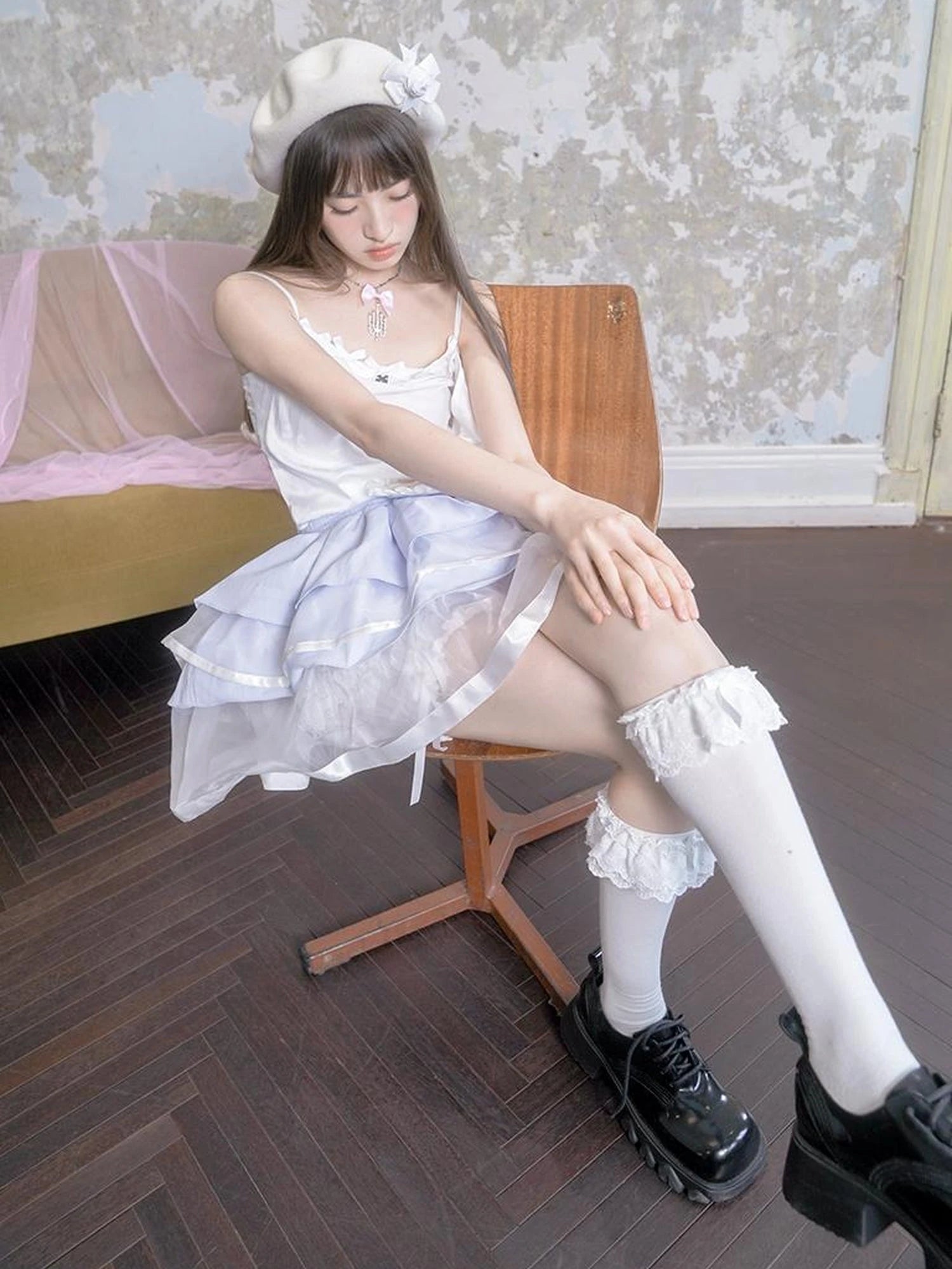 Butterfly Bow Draped Neck Cami Top For Ballet Style