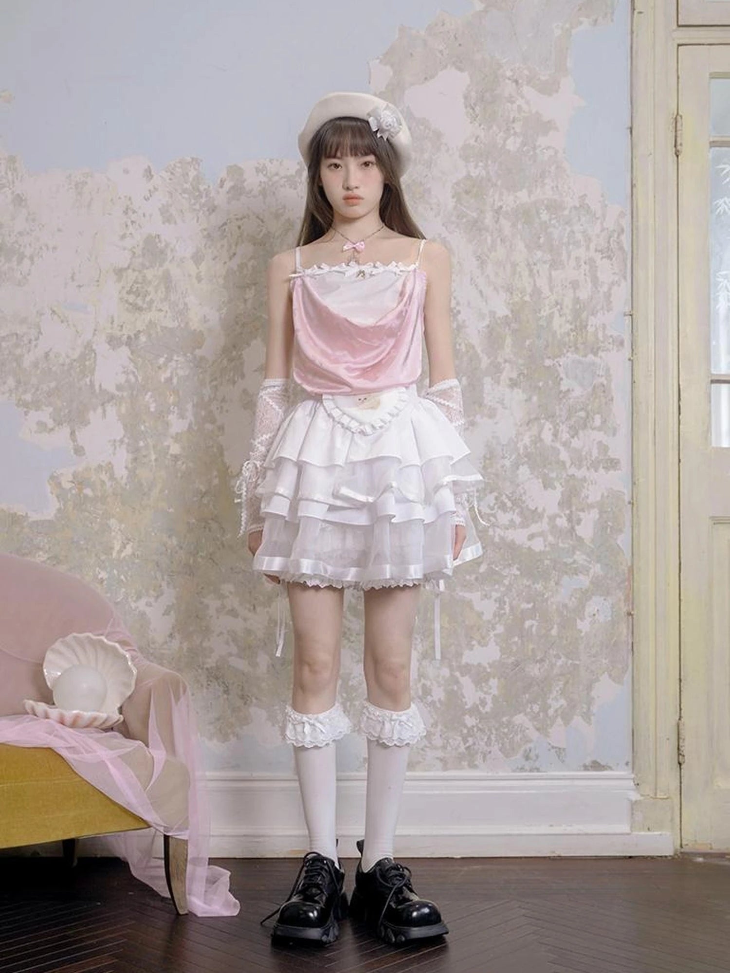 Butterfly Bow Draped Neck Cami Top For Ballet Style