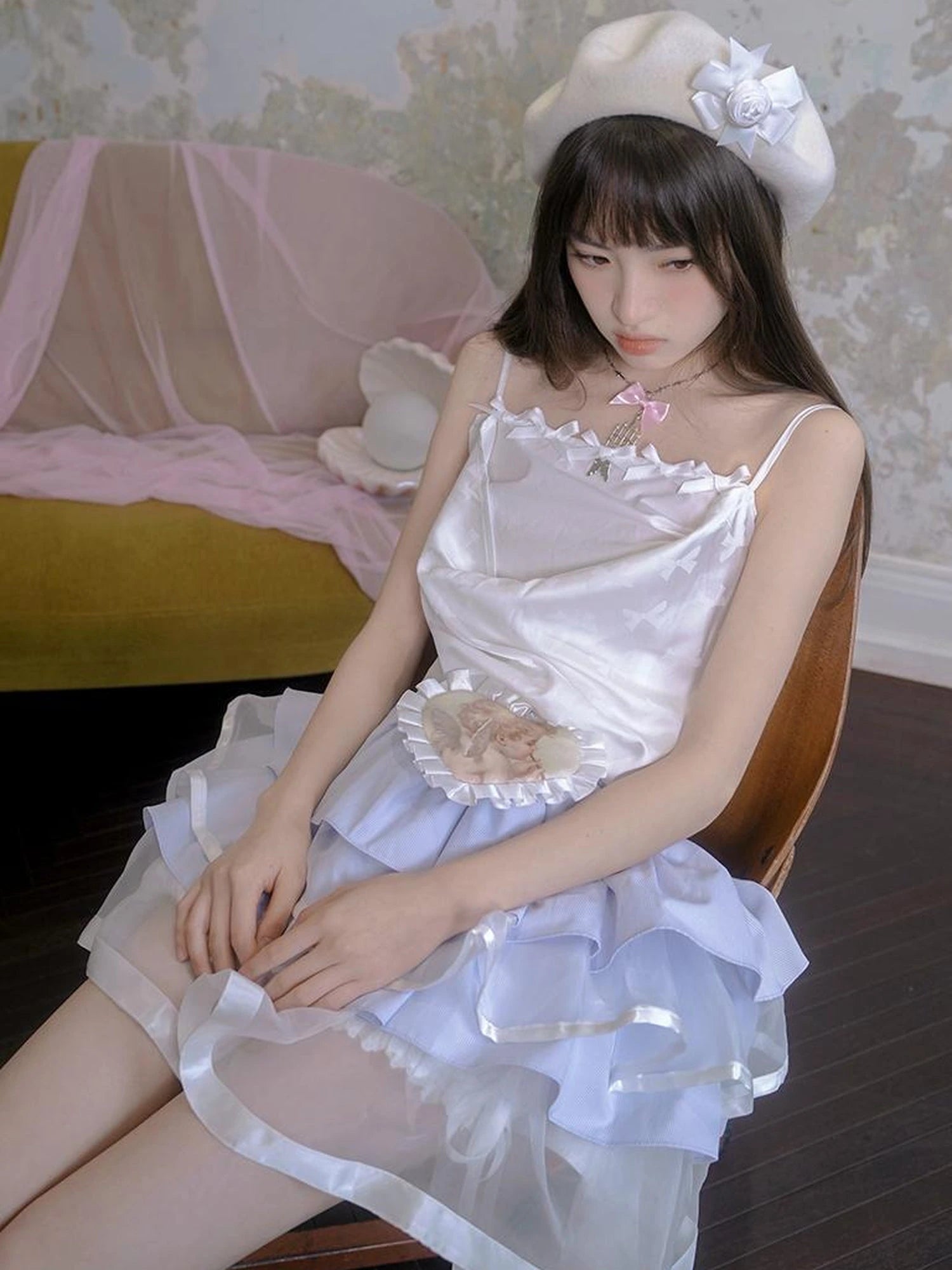 Butterfly Bow Draped Neck Cami Top For Ballet Style