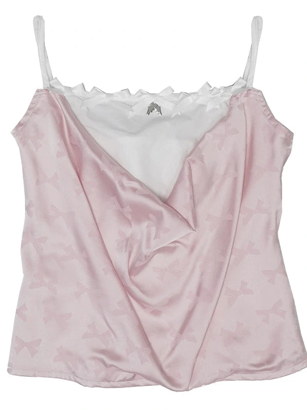 Butterfly Bow Draped Neck Cami Top For Ballet Style