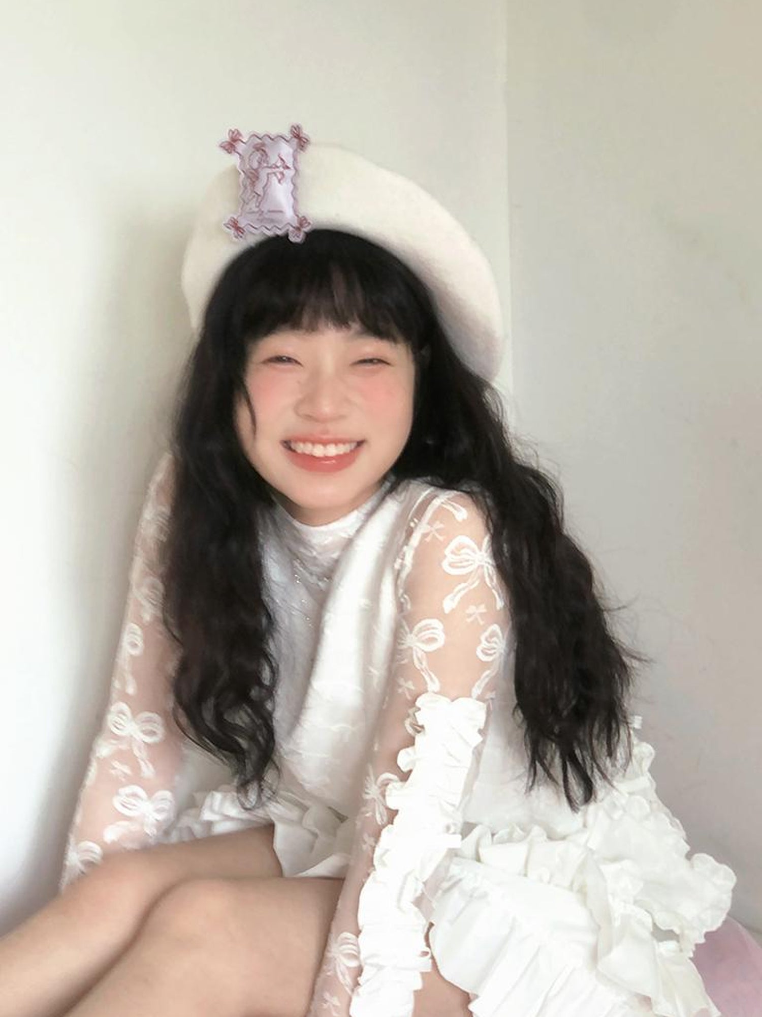 Daytoday Butterfly Bow Jacquard Stretch Turtleneck Top