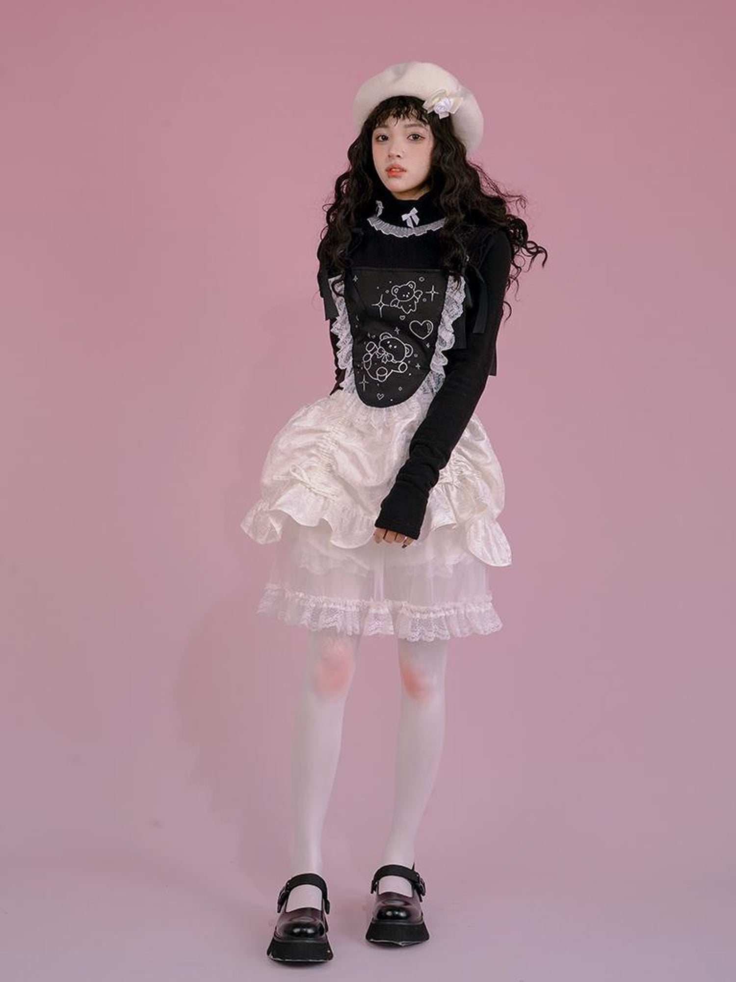 Daytoday Butterfly Bow Ribbed High Neck Long Sleeve Top