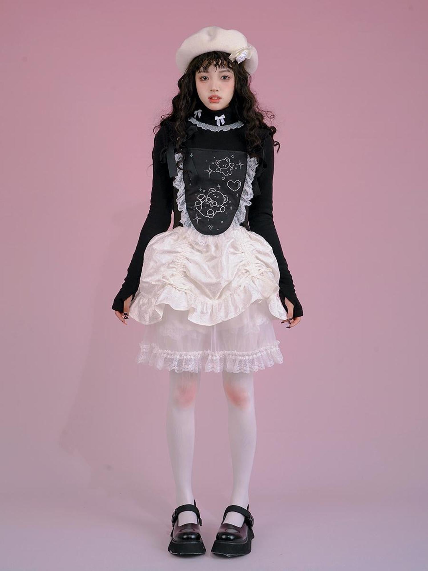 Daytoday Butterfly Bow Ribbed High Neck Long Sleeve Top