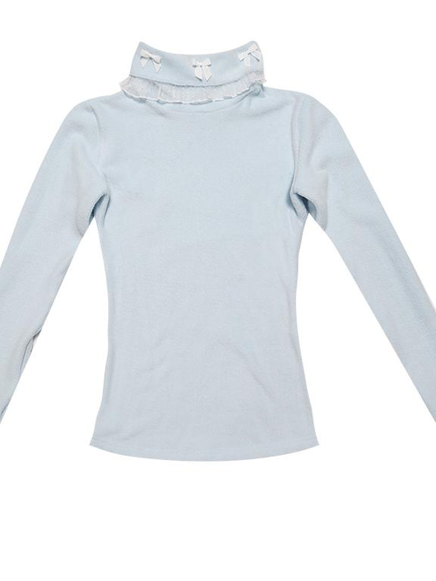 Daytoday Butterfly Bow Ribbed High Neck Long Sleeve Top