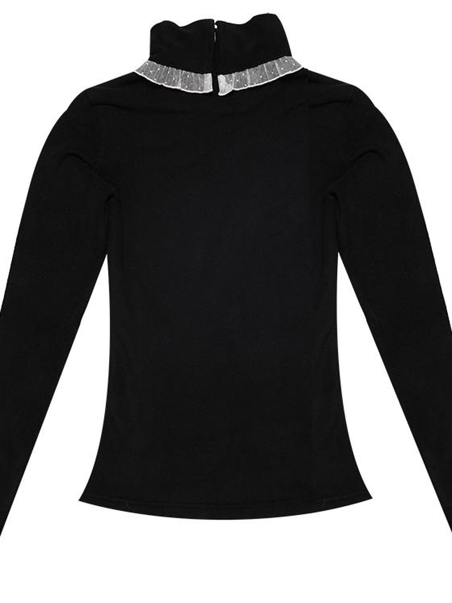 Daytoday Butterfly Bow Ribbed High Neck Long Sleeve Top