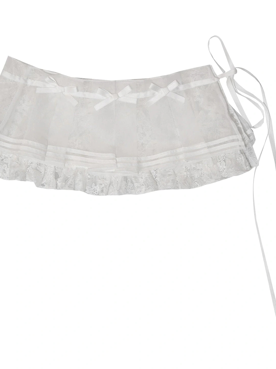 Butterfly Bow Sheer Pleated Mini Skirt Layered Frill