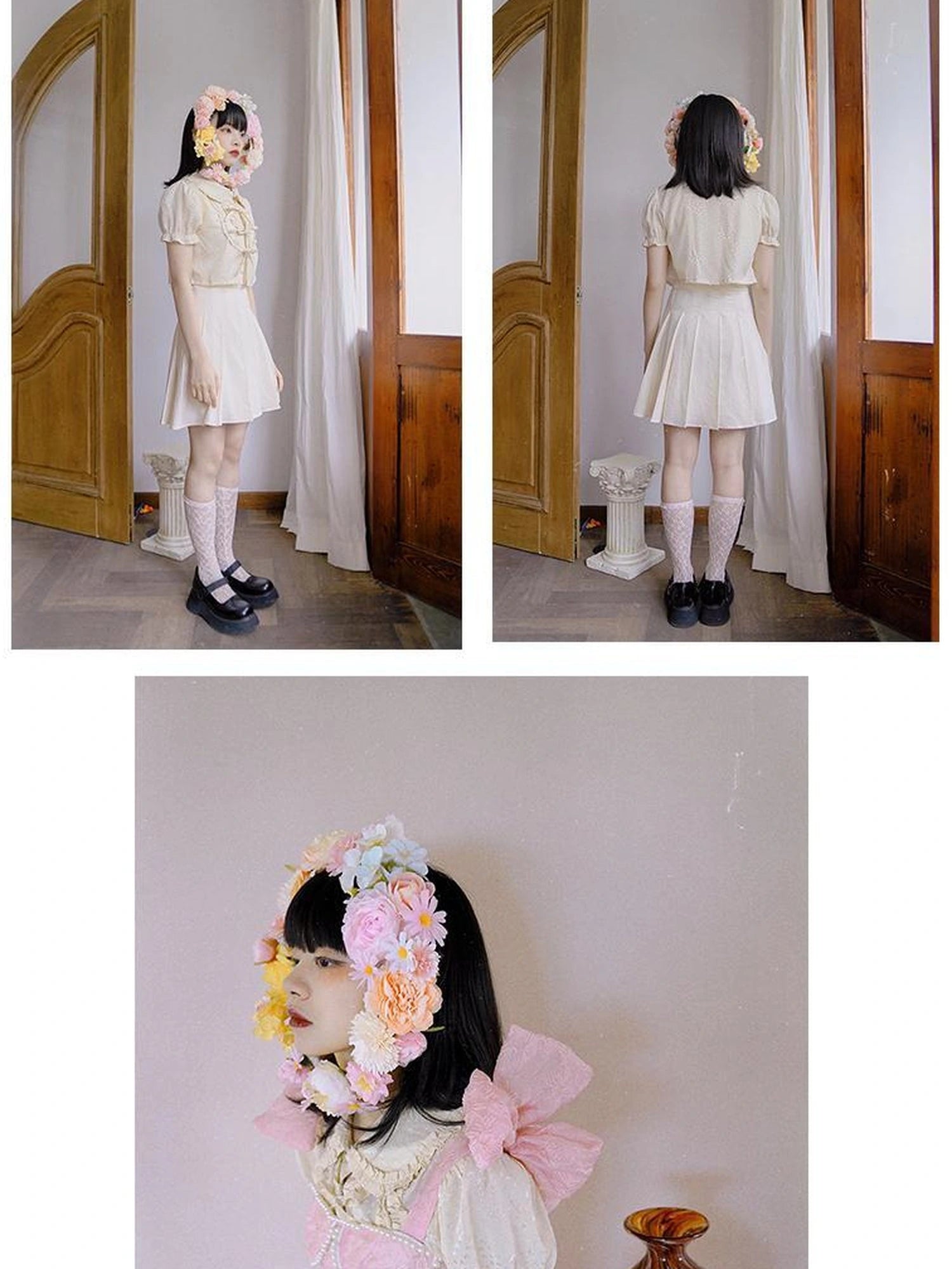 Butterfly Bow Short Shirt Blouse