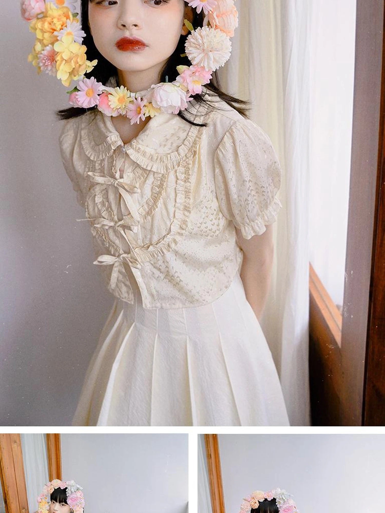 Butterfly Bow Short Shirt Blouse