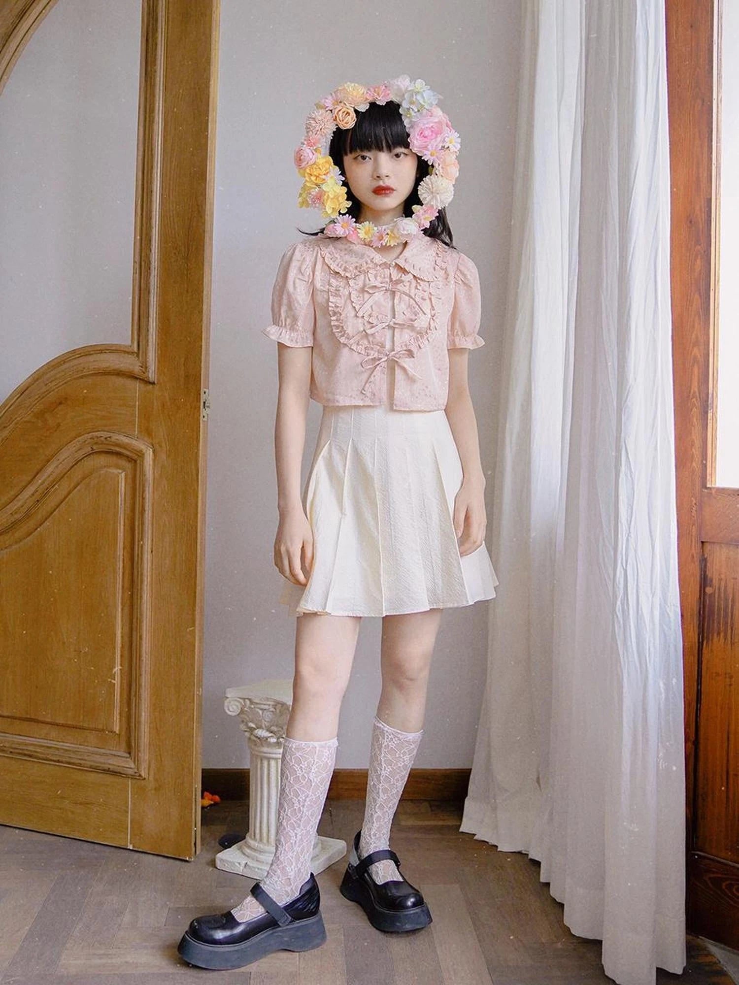 Butterfly Bow Short Shirt Blouse
